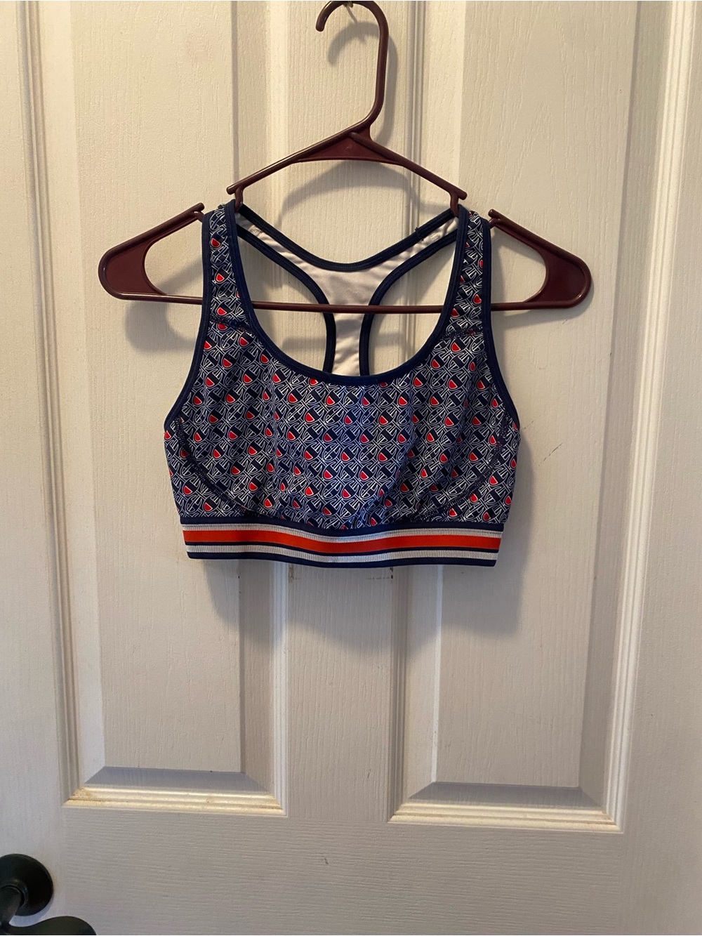 Champion Navy and Red Patterned Racerback Sports Bra